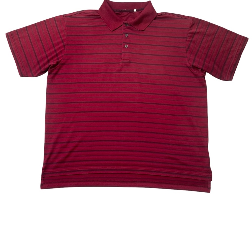 Adidas Burgundy Short Sleeve Striped Polo Shirt